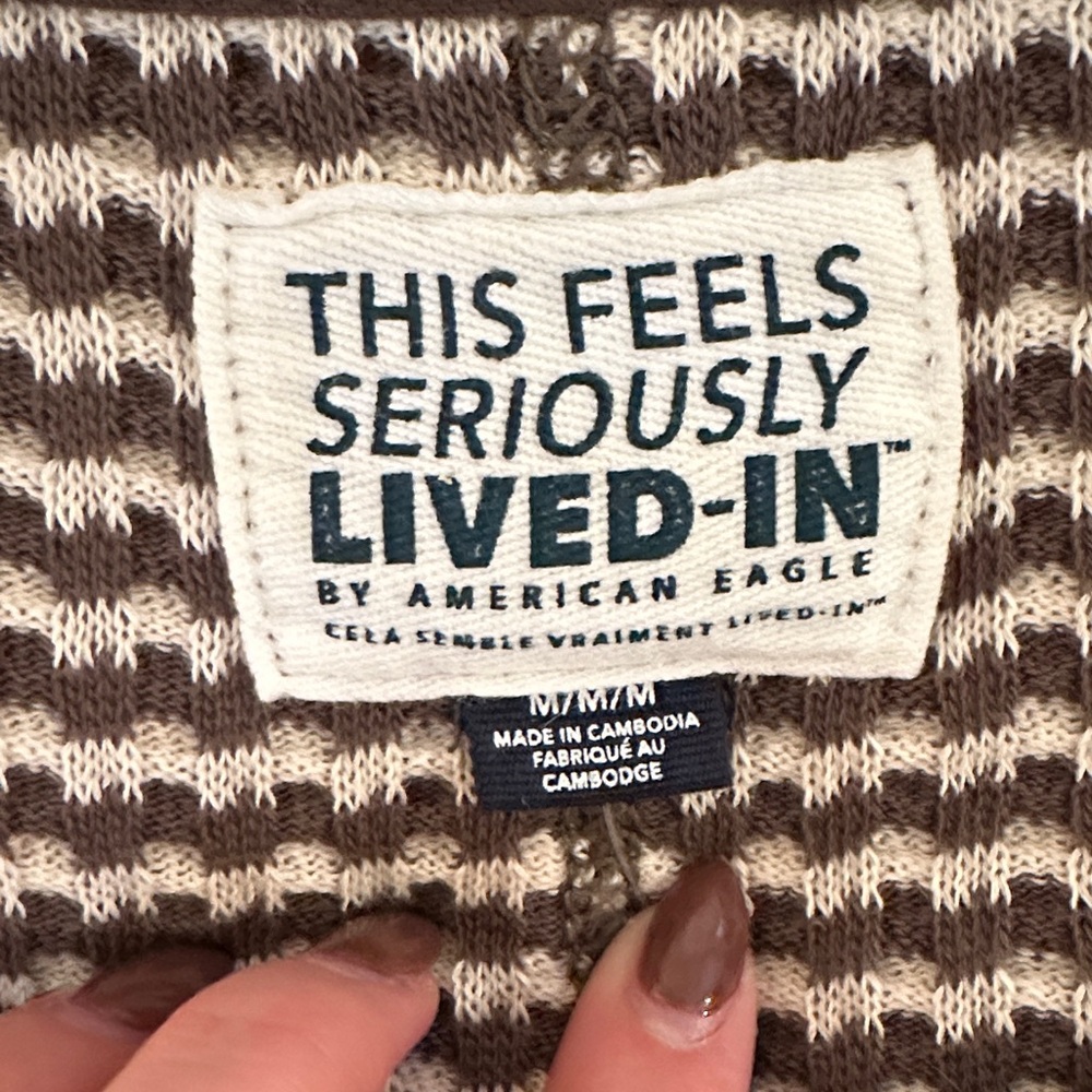 American Eagle Outfitters Brown and White Striped Crewneck Sweater - Picture 2 of 4
